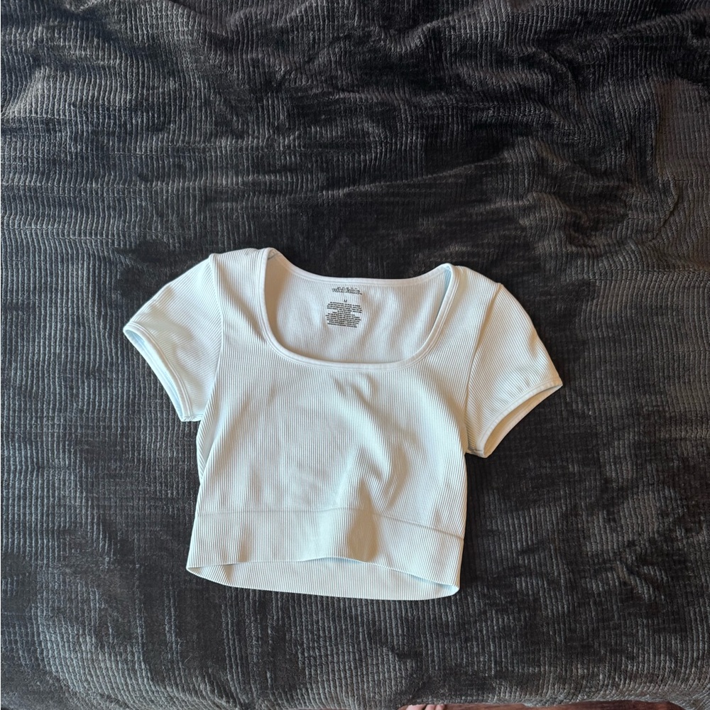Light Blue Ribbed Crop Top